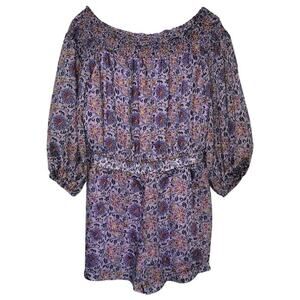 New Anthropologie Traffic People Off-The-Shoulder Floral Lilac Romper